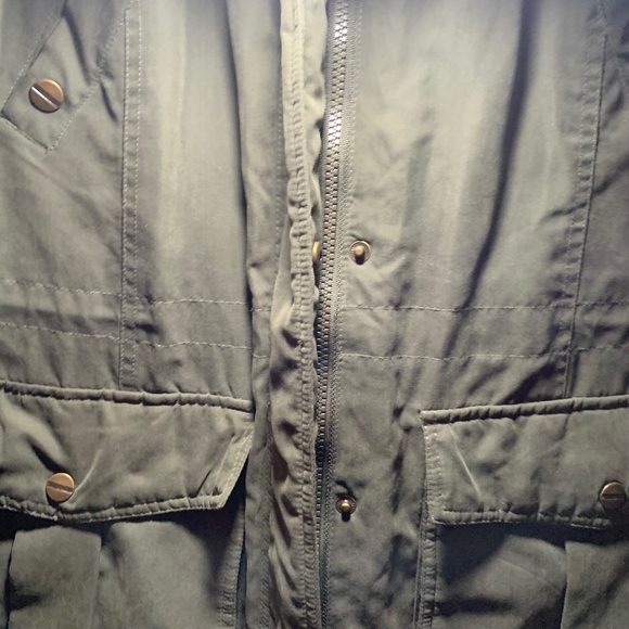 LAUREN Ralph Lauren Army Green Mid Length Faux Fur Trimmed Hood - Picture 4 of 5